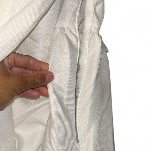 PrettyLittleThing White Button-Front Ruffle Dress - Picture 4 of 7